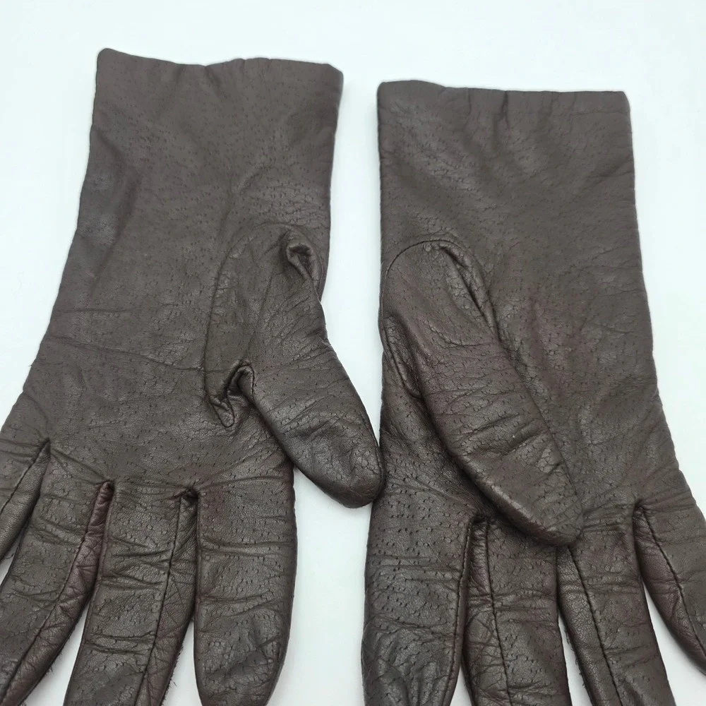 Fownes Vintage Leather Driving Gloves Women 7.5 Brown Lined Old Money‎ Classic